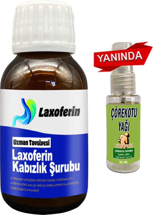 Laxoferin Şurup - Yanında Çörek Otu Yağı / Bay Bayan Kullanımına Uygun 50 ml Şurup