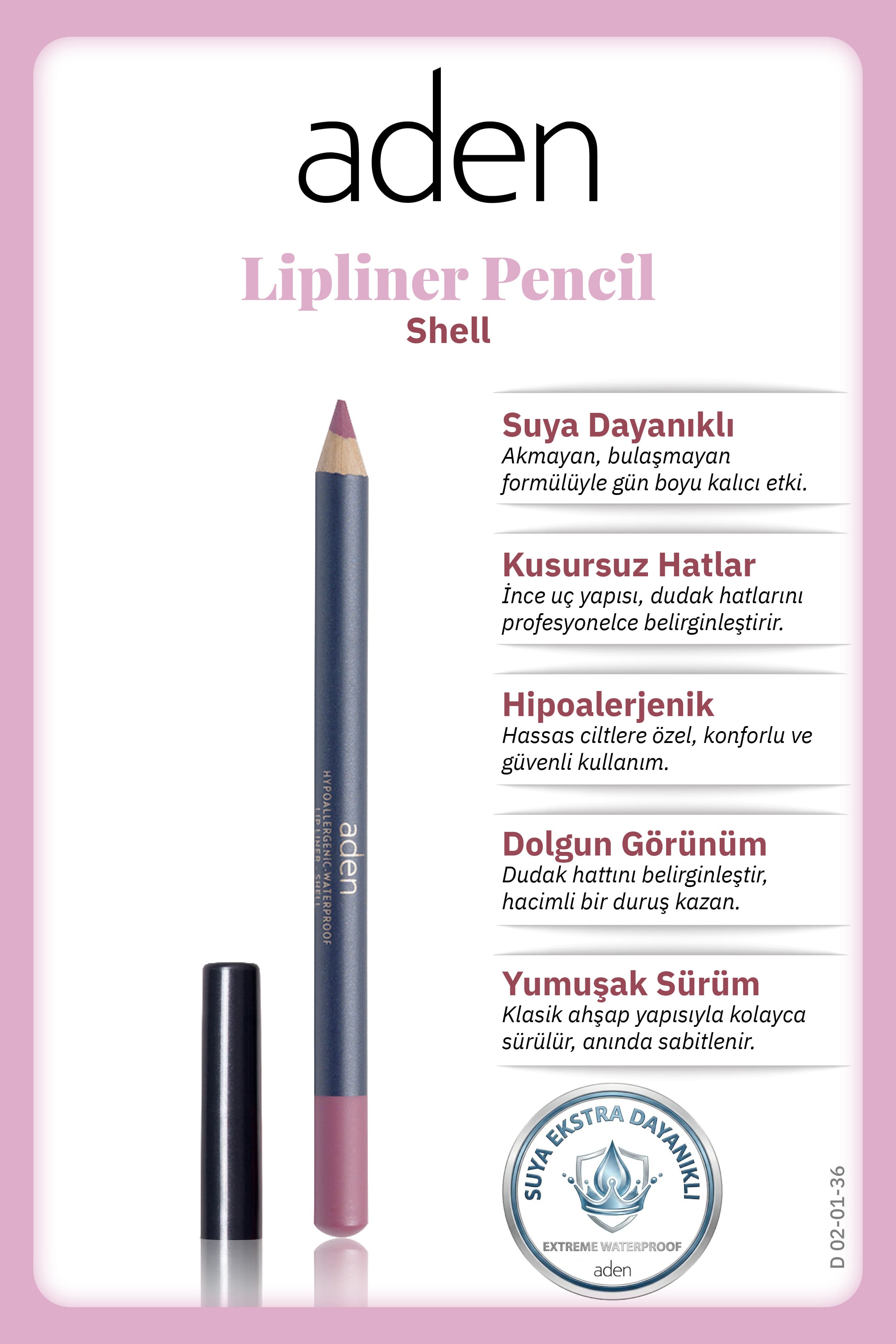 Aden Lipliner Pencil - Dudak Kalemi 36 Shell(Deniz Kabuğu)