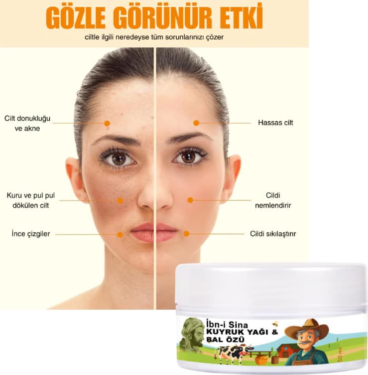 Ibn-I Sina 2 Adet 50 ml Kavanoz Kuyruk Yağı ve Bal Özü / Yüz Bakım Kremi