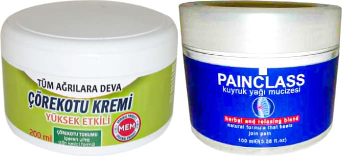 Çörek Otu Kremi Büyük Xlboy 200 ml Green + 100 ml Painclass Kuyruk Yağı Kremi / Diz Dirsek Iskelet Sırt Bel Kas Agrilarina Masaj Seti