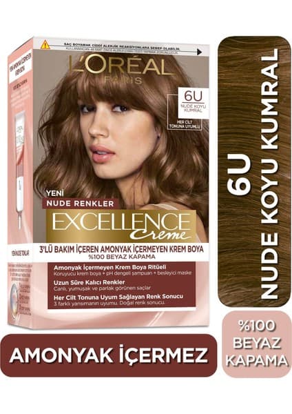 Paris Saç Boyasi & Excellence Nude Renkler 6U Koyu Kumral