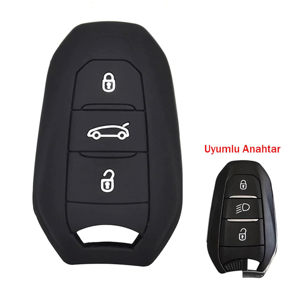 Citroen C4 Picasso DS3 DS4 DS5 DS6 Uyumlu Silikon Oto Anahtar Kumanda Kabı Kılıf Siyah