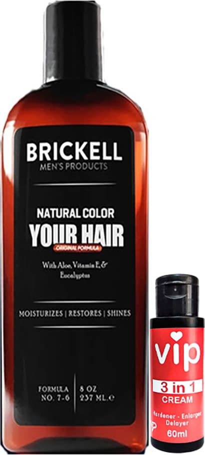 Brickell 237 ml Erkeklere Saçsakal Beyazlıkgiderici Şampuan + Vip Büyütücügeciktiricisertleştirici Kremi 60ML
