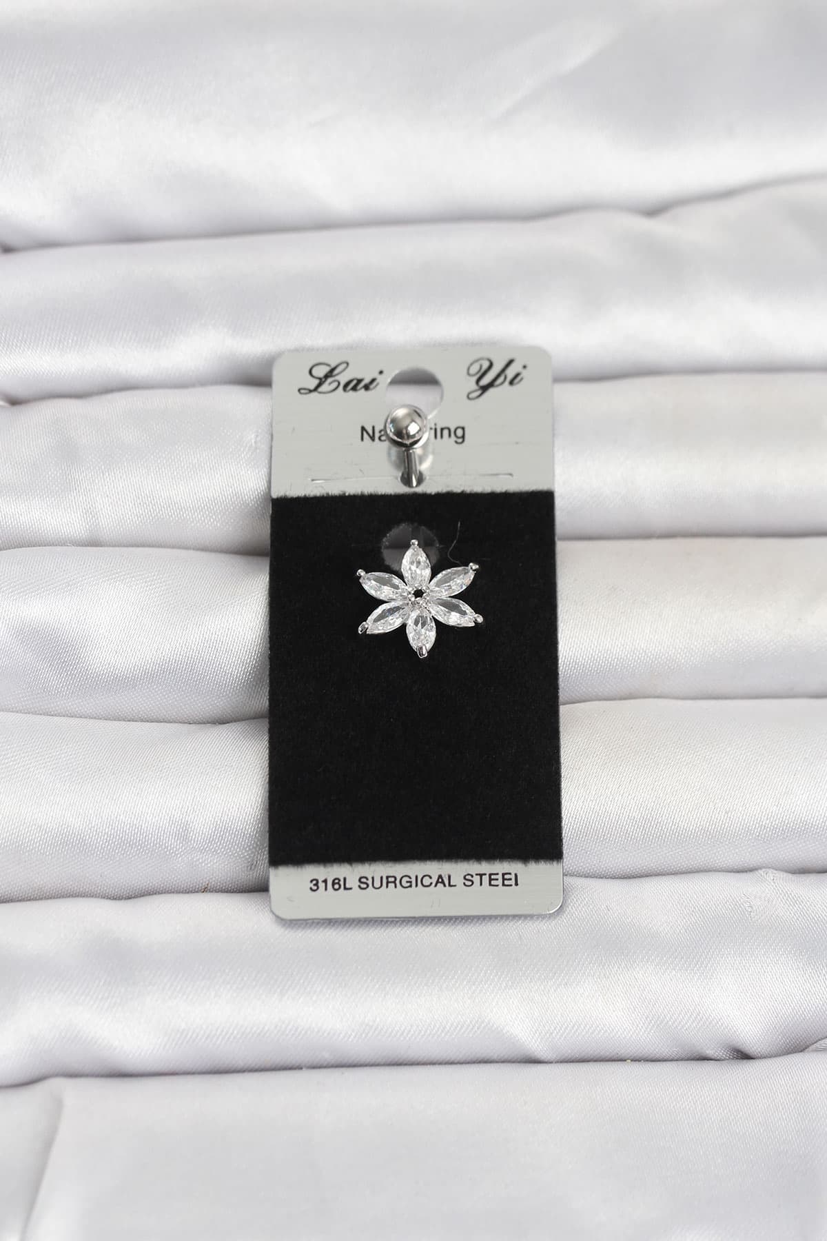 316L Cerrahi Çelik Lotus Model Göbek Piercing