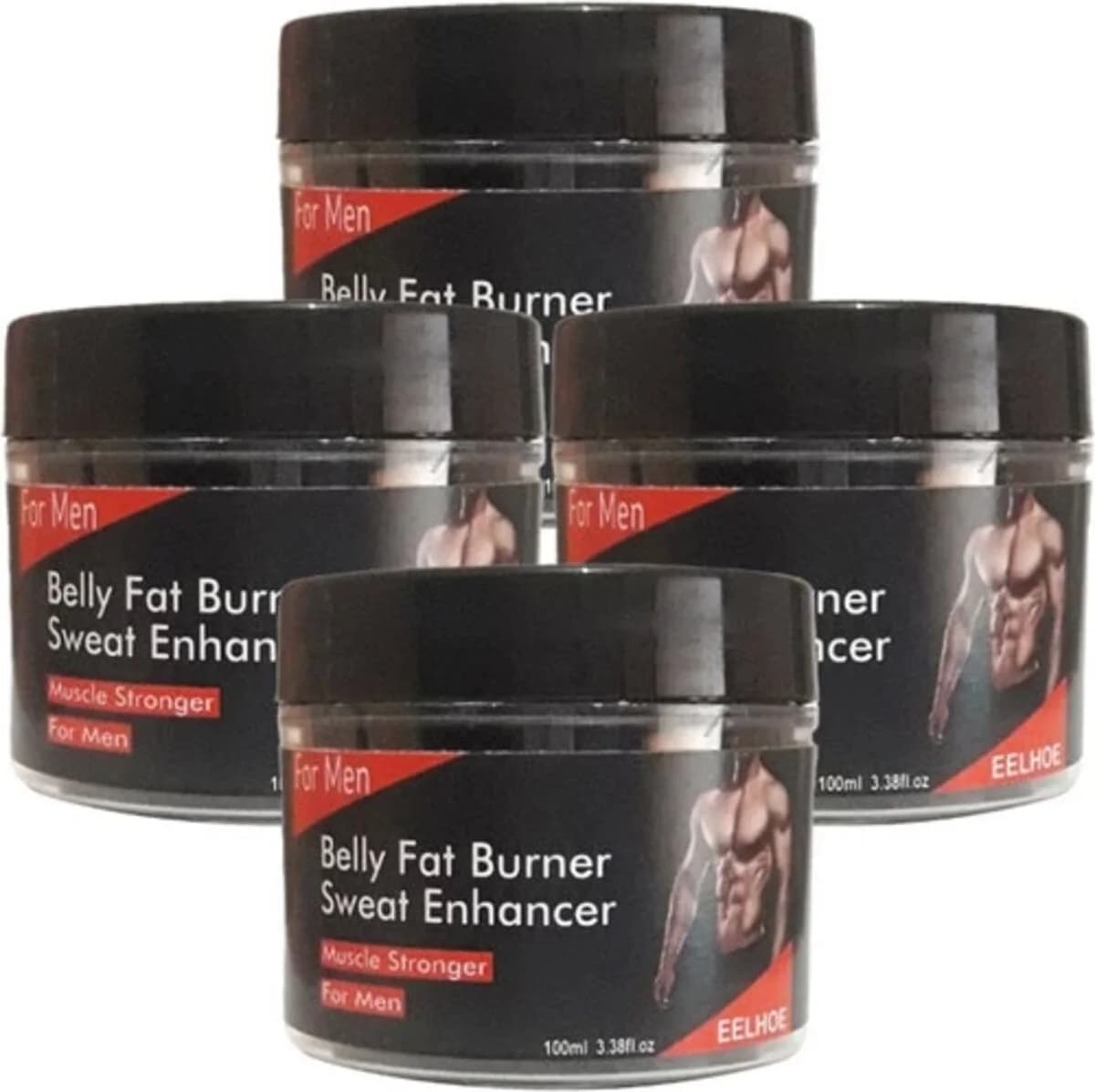 Süper Eelhoe 4lü Adet Belly Fatburner Sweat Enhancer Erkeklere Özel Kremi 100 ml