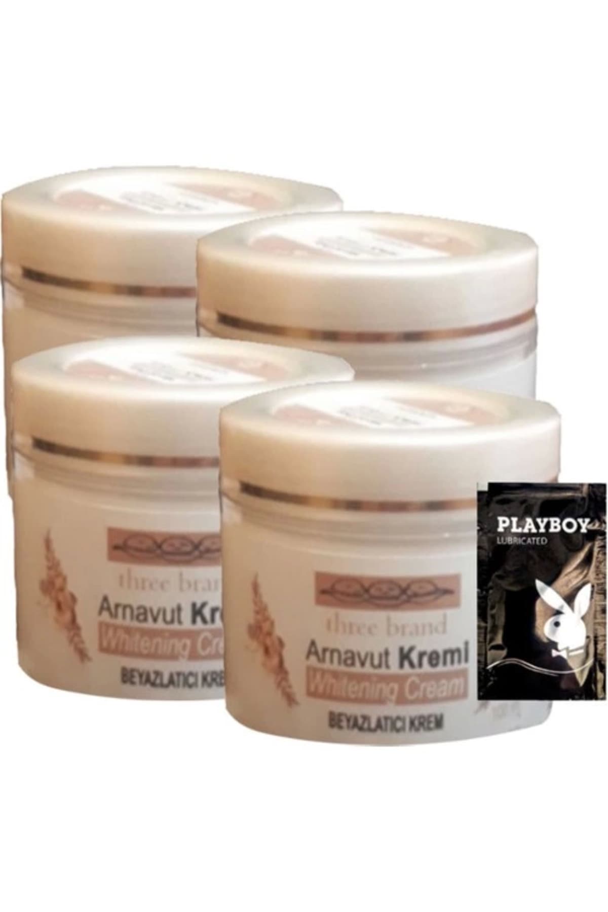 Three Brand 4lü Adet Arnavut Kremi Whitens Cream Aklık Kremi LFHX0420 100 ml + 1 Adet Jel Hediye