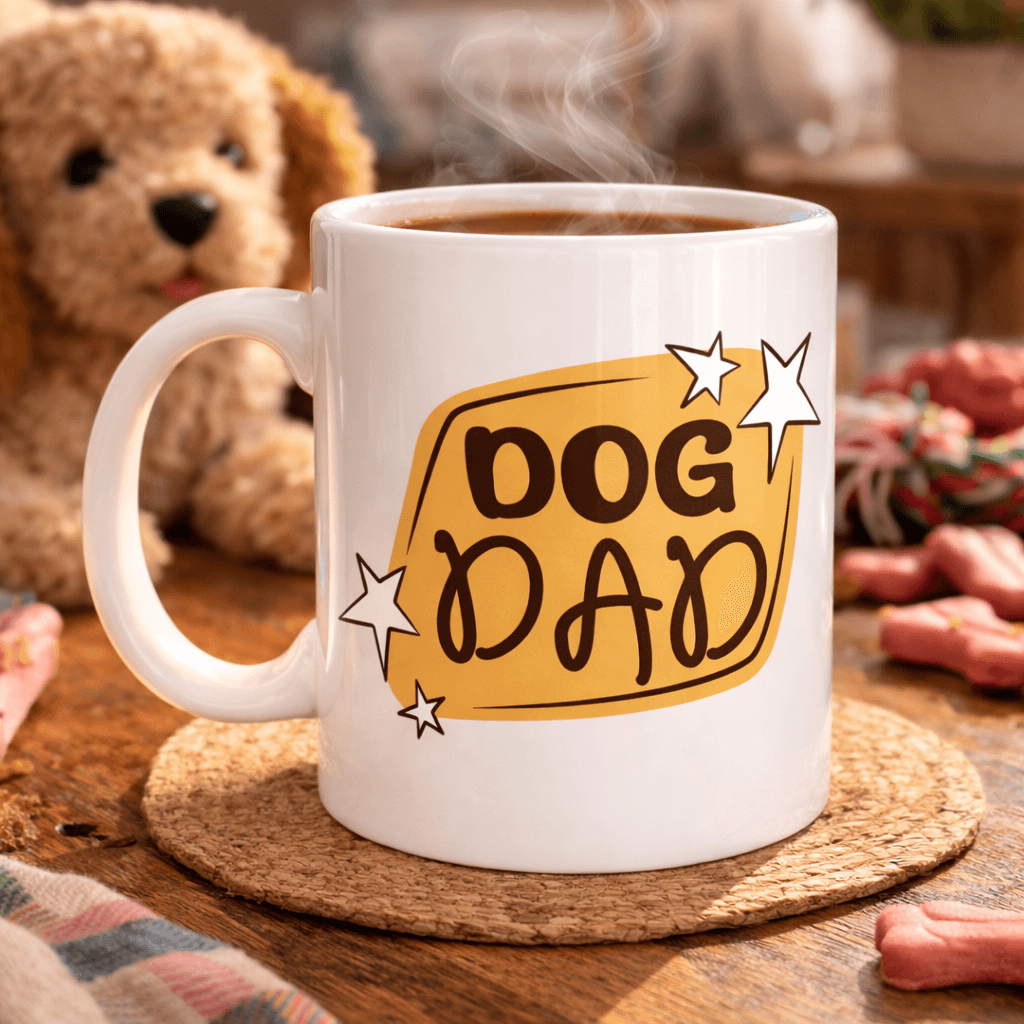 Dog Dad Kupa MODEL 184 – Köpek Babası Temalı Porselen Kahve Kupası – Köpek Severlere Özel Hediyelik Kupa
