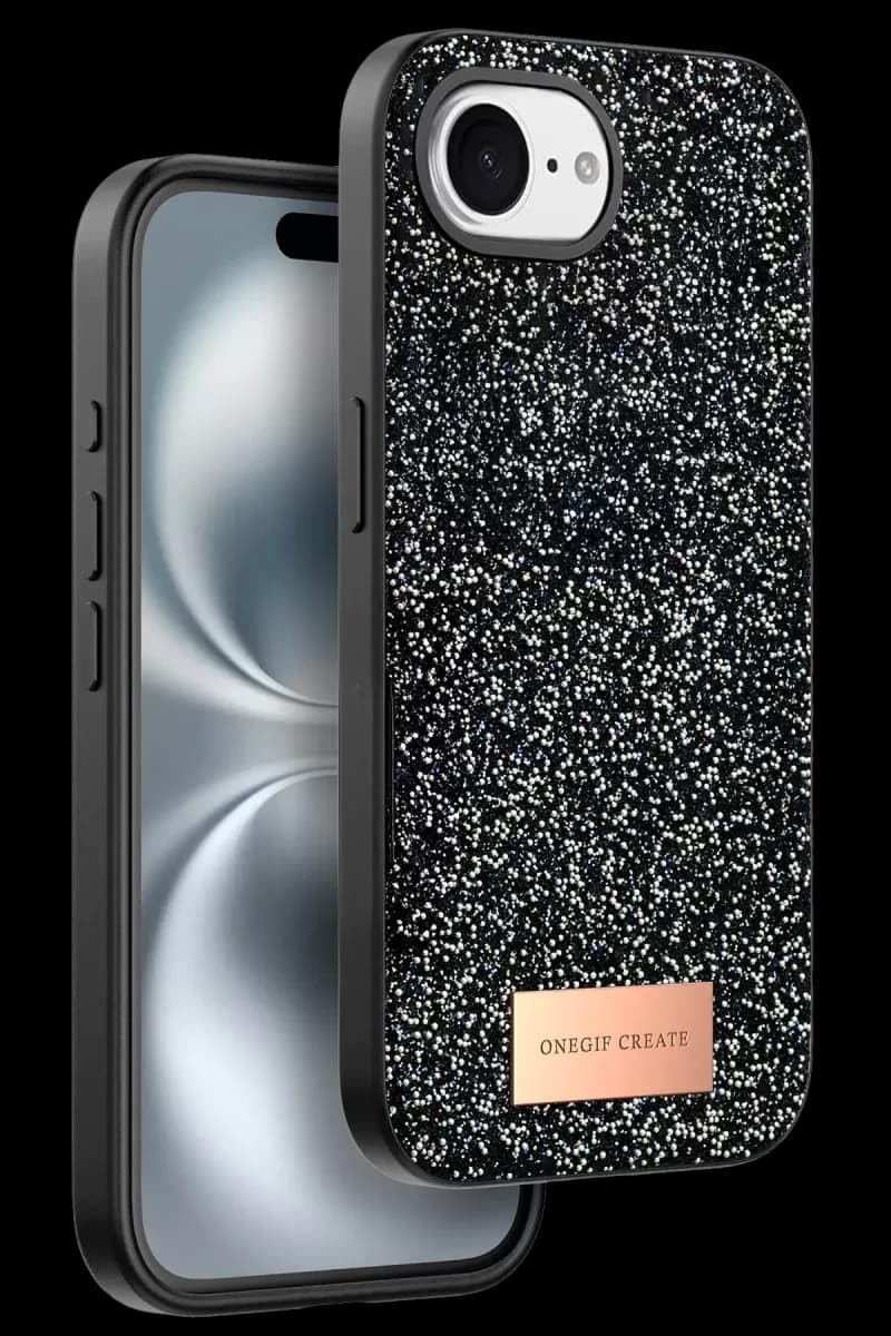 iPhone 16E Bright Simli Kapak - Siyah
