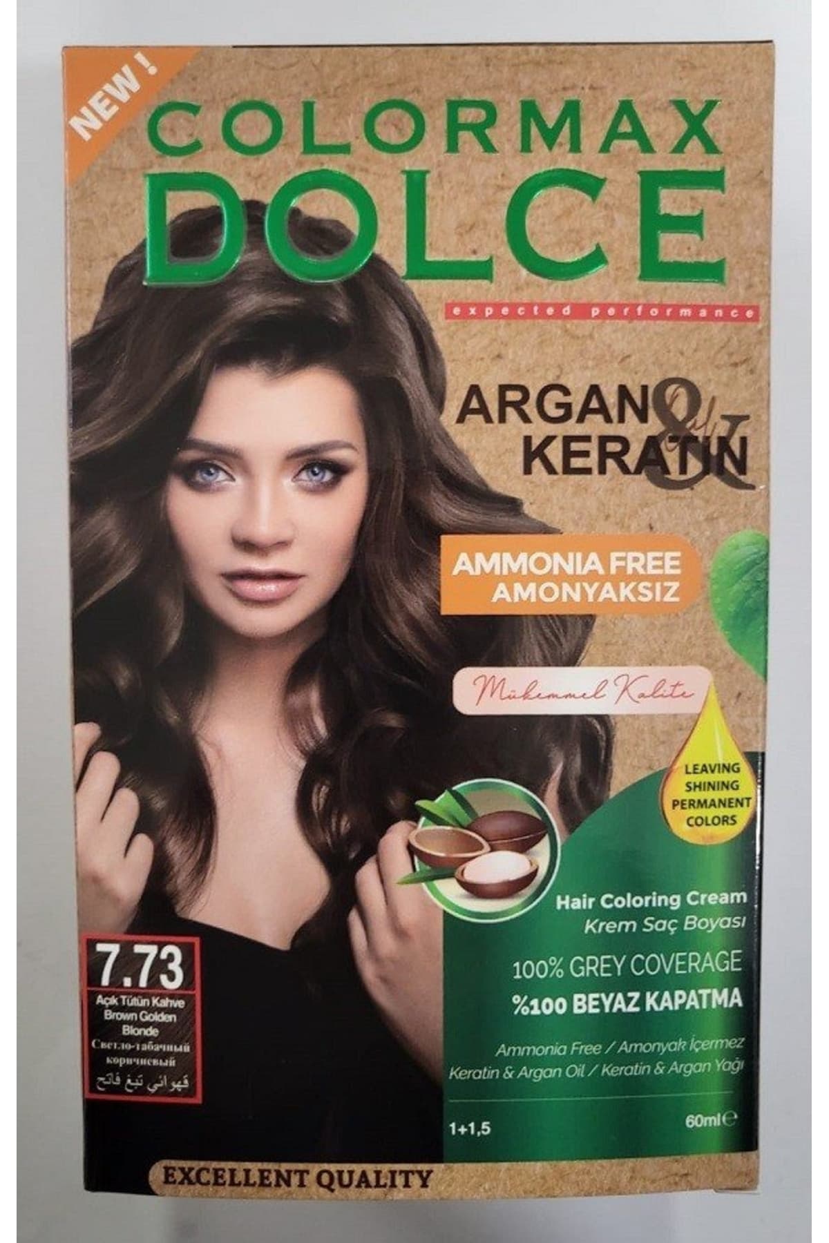 Dolce ARGAN/KERATİN Doğal Set Boya No: 7.73 Açık Tütün Kahve