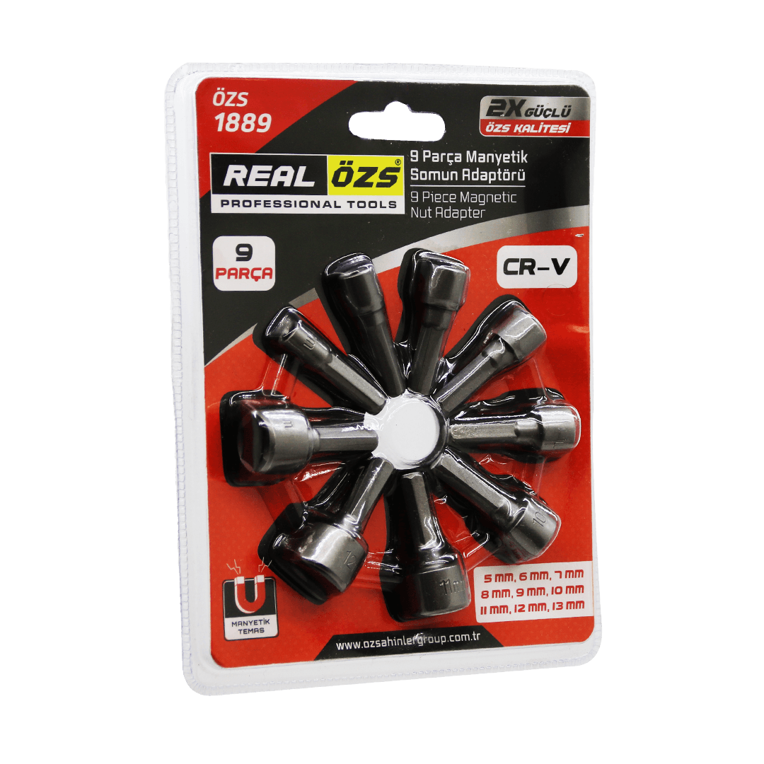 9 PARÇA - 5-13 MM MANYETİK SOMUN SÖKME - ÇATI ADAPTÖRÜ