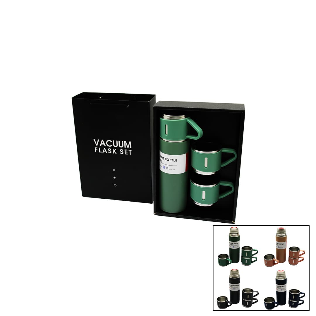 ÇANTALI 500ML 3 PARÇA BARDAKLI ÇELİK TERMOS SETİ