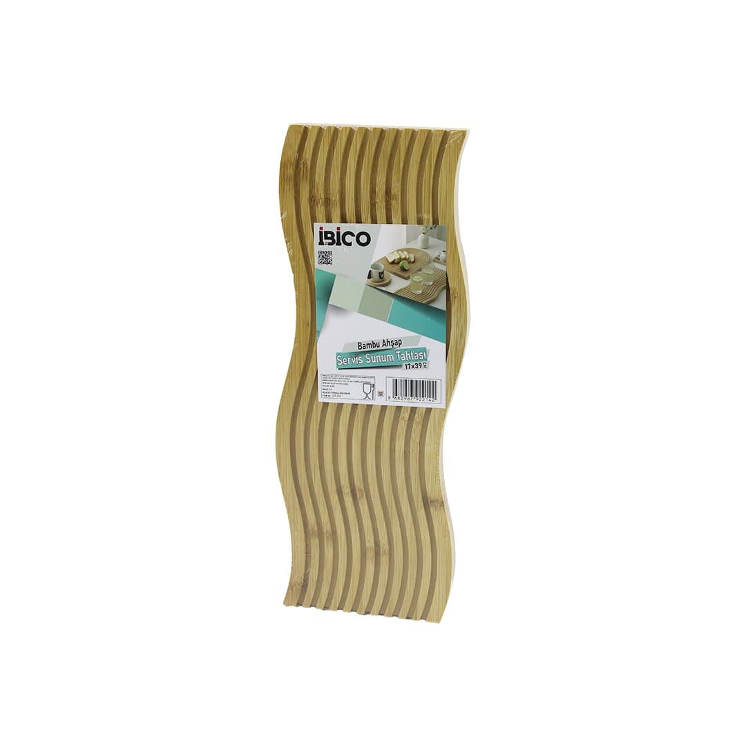 DALGALI ŞEKİLLİ - KANALLI ÇİFT TARAF=DÜZ - KANALLI AHŞAP BAMBU SERVİS SUNUM TAHTASI 17 X 39 X 1.5CM