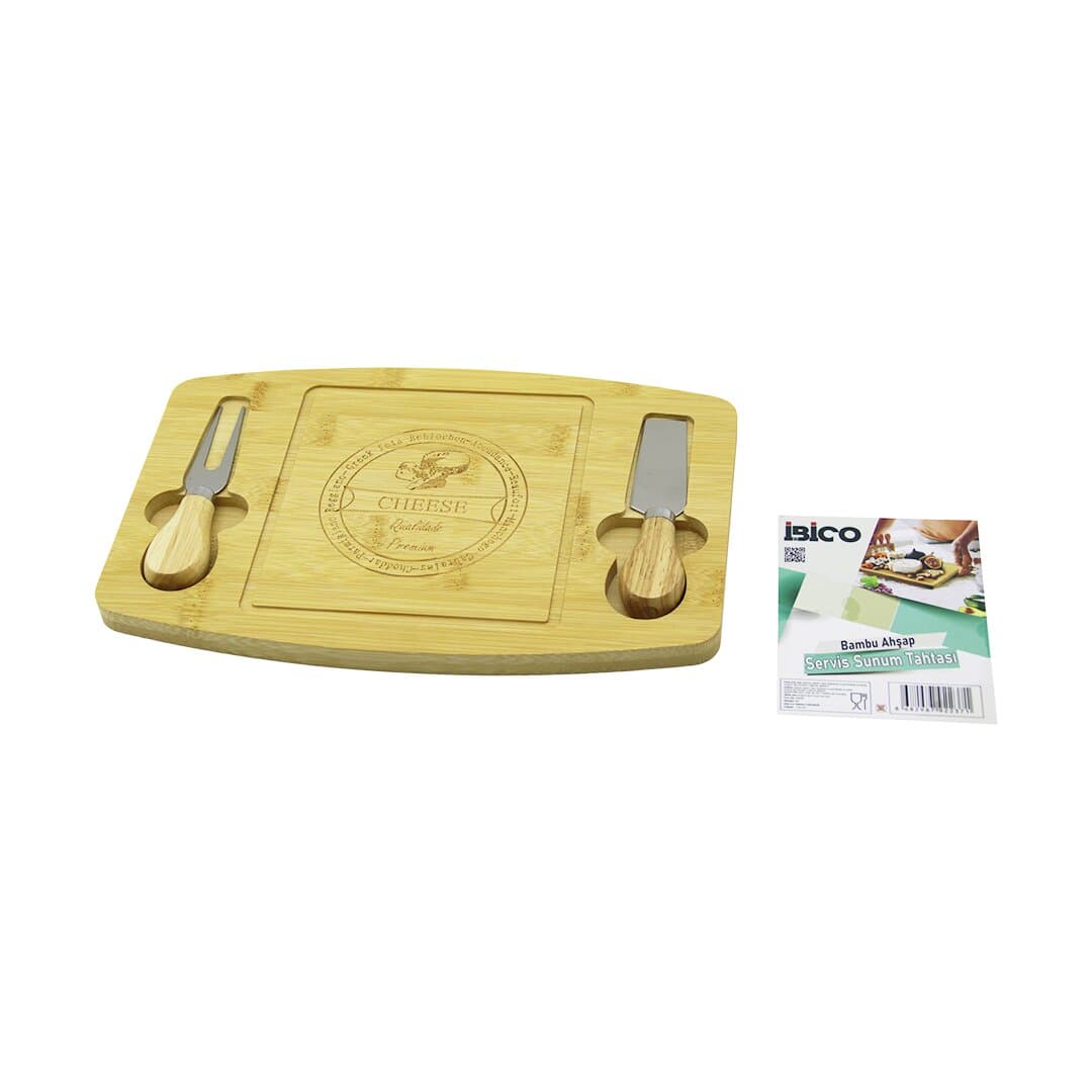 DİKDÖRTGEN - BOMBELİ KENAR2-BIÇAK=SAĞ-SOL AHŞAP BAMBUKAHVALTI PEYNİR SUNUM PANO BIÇAK=AHŞAP SAPLI19X28.7X1.4CM