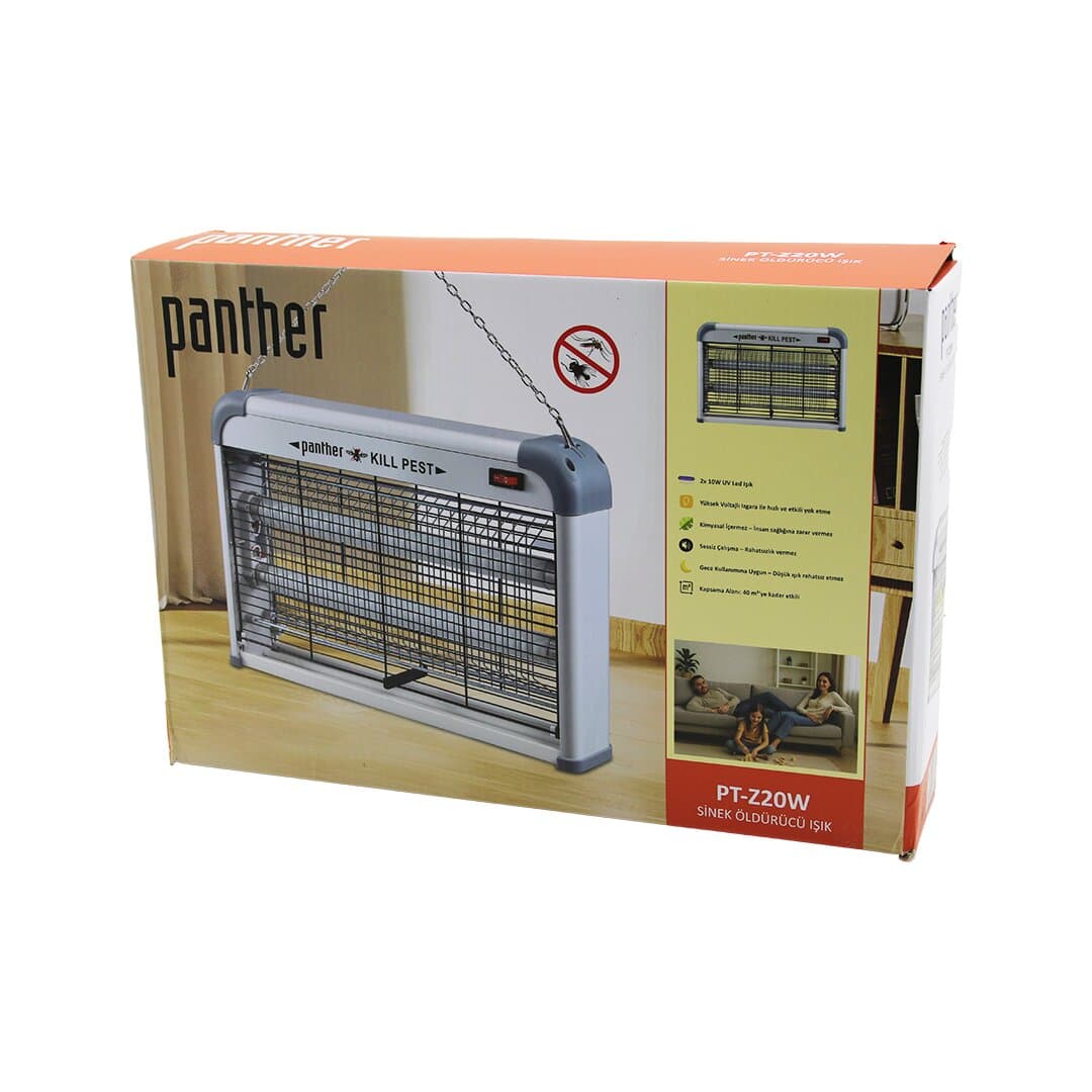 DİKDÖRTGEN MODEL SİNEK ÖLDÜRÜCÜ CIZ MAKİNE 2X10W MASA ÜSTÜ - ASKI HALKALI ETKİ=40M 226X38X7CM V