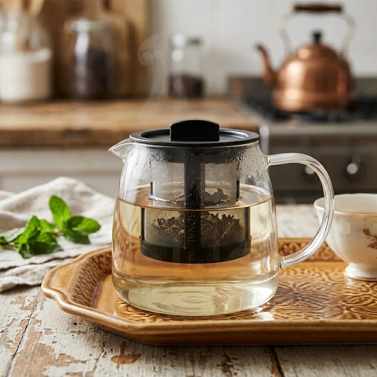 KAFES DEMLİK İÇİ ÇAY SÜZGEÇ PASLANMAZ ÇELİK POLİKARBON ÇERÇEVE - KAPAK 250℃