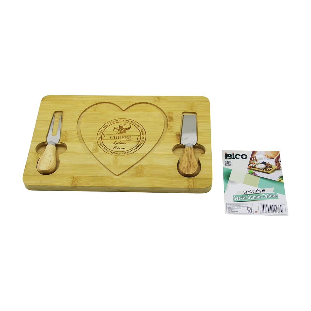 KALPLİ BIÇAK SAĞ-SOLAHŞAP BAMBU KAHVALTI PEYNİR SUNUM PANO2 BIÇAK=AHŞAP SAP19X29X1.5CM