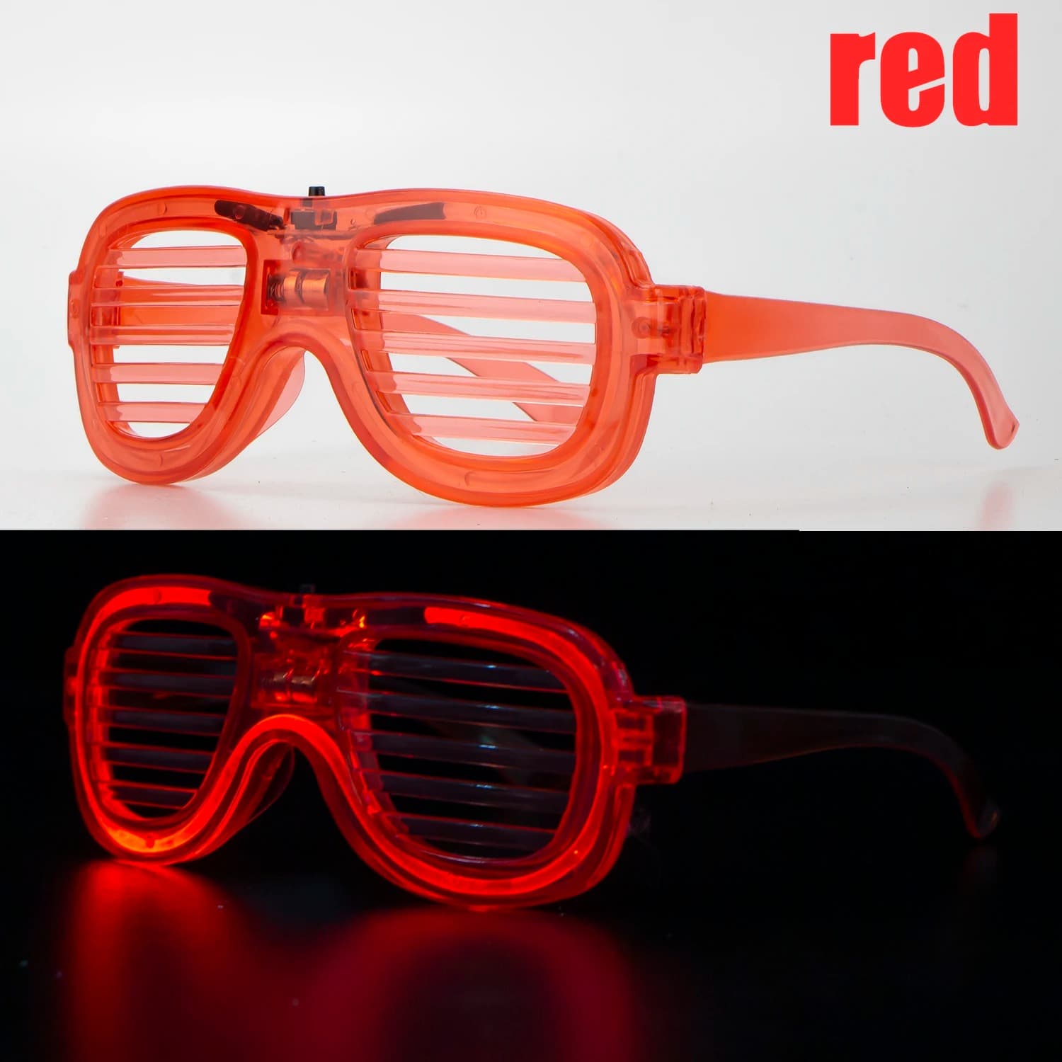 Kırmızı Led Işıklı Parti Gözlüğü - Neon Glow Şerit Gözlük 3 Modlu