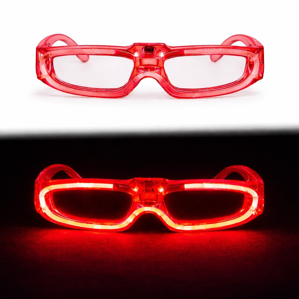 Kırmızı LED Işıklı Parti Gözlüğü 3 Modlu – Glow - Gece Eğlence Gözlüğü