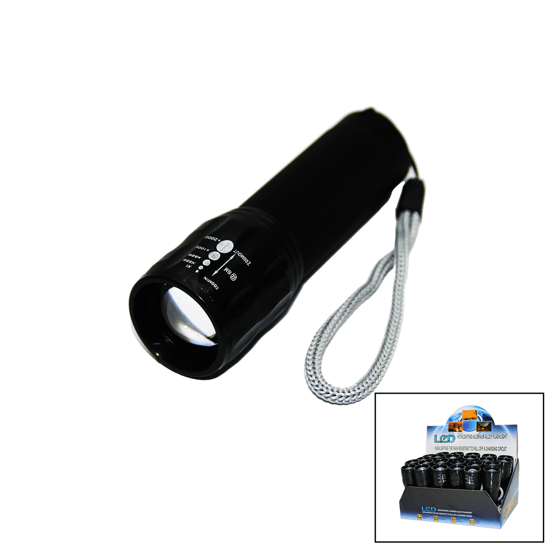 LED GOLD ORION HIGHLIGHTING ALUMİNUM FLASHLİGHT PİLLİ ZOOMLU EL FENERİ METAL KASA