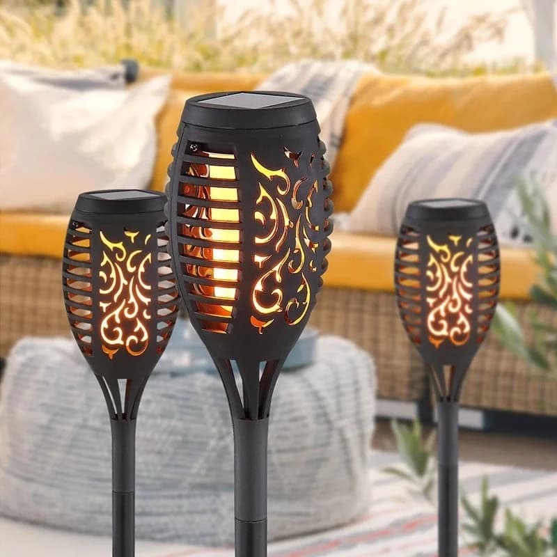 12 Ledli Alevli Solar Bahçe Aydınlatma
