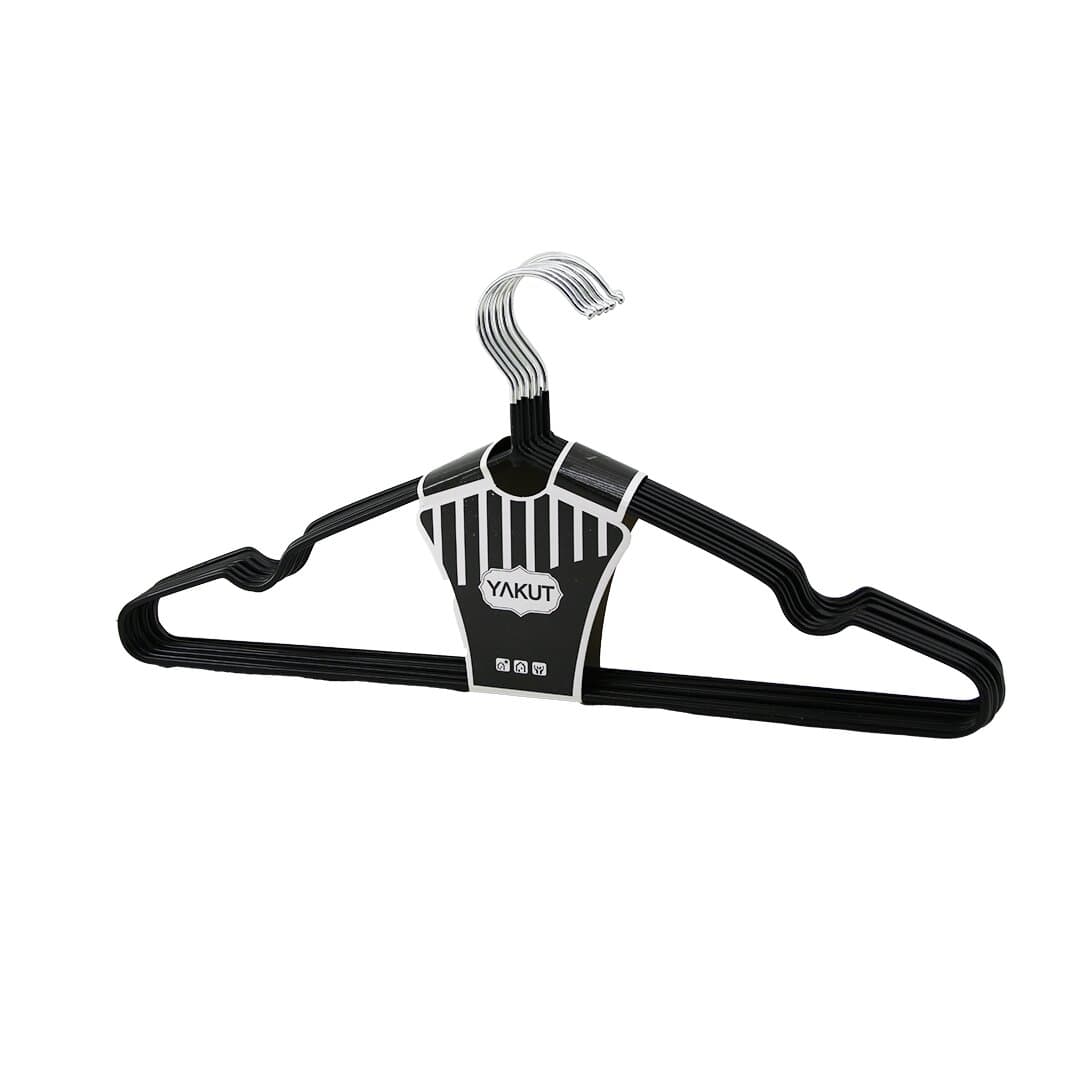 SİYAH 10PCS SİLİKON KAPLAMALI METAL ELBİSE ASKISI