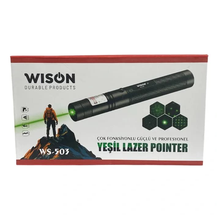 Wison WS-503 100MW 3.7V 3200 mAh Desen Başlıklı Şarjlı Yeşil Lazer Pointer