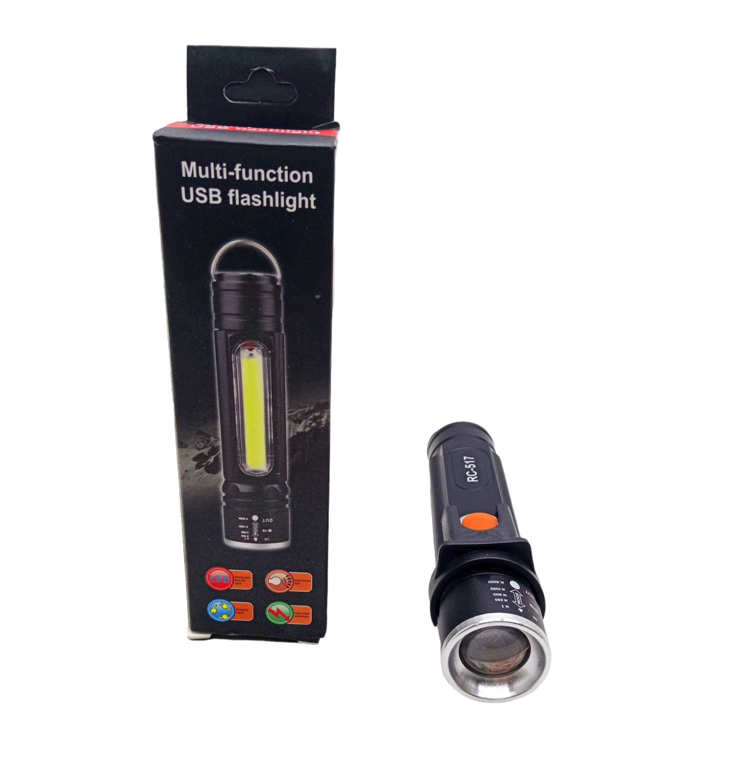 ZOMLU USB ŞARJLI EL FENERİ METAL KASA