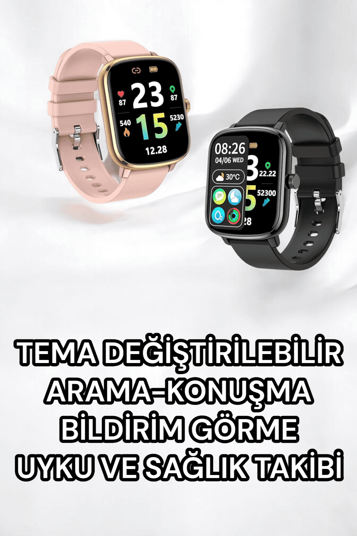 Titreşimli, Sağlık Takipli, Yeni Nesil Akıllı Saat 400mAh Batarya Kapasiteli