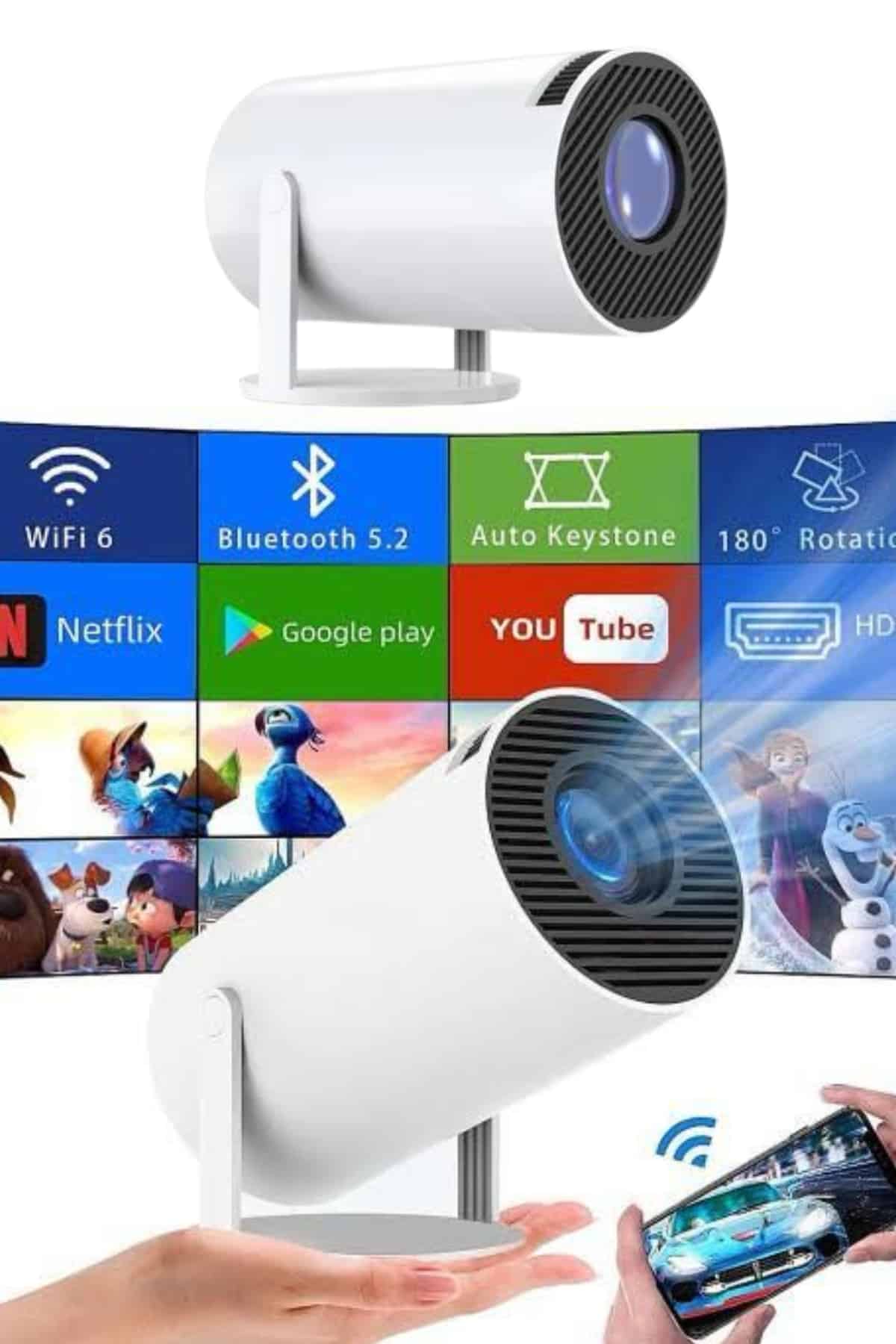 Sinema Projektörü Android HDMI USB WİFİ Ses Çıkışlı Ayaklı Projeksiyon Taşınabilir Yeni Nesil