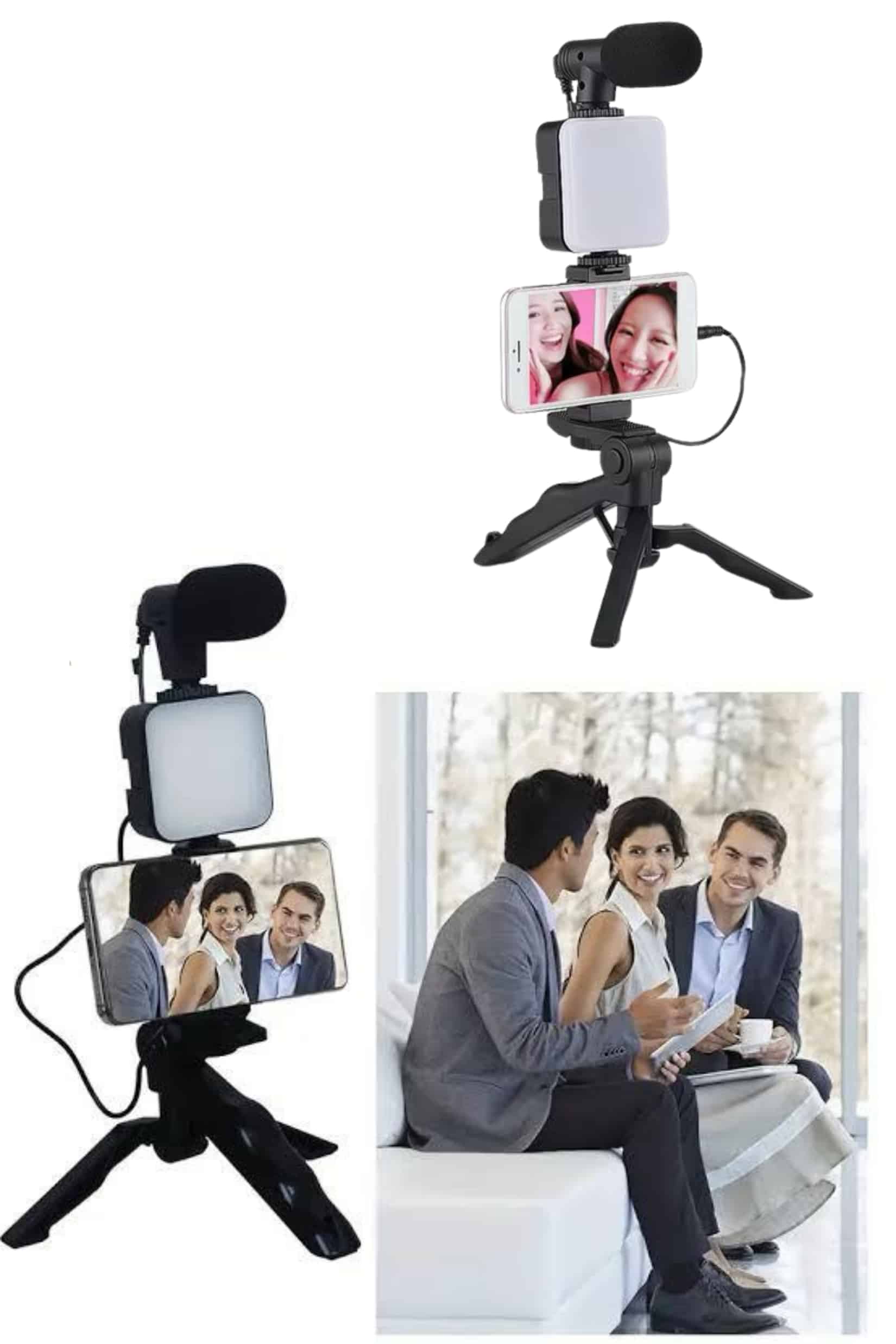 Telefon Tutucu Led Işıklı Kumandalı Mikrofon Telefon Vlog Video Kayıt Yeni Nesil