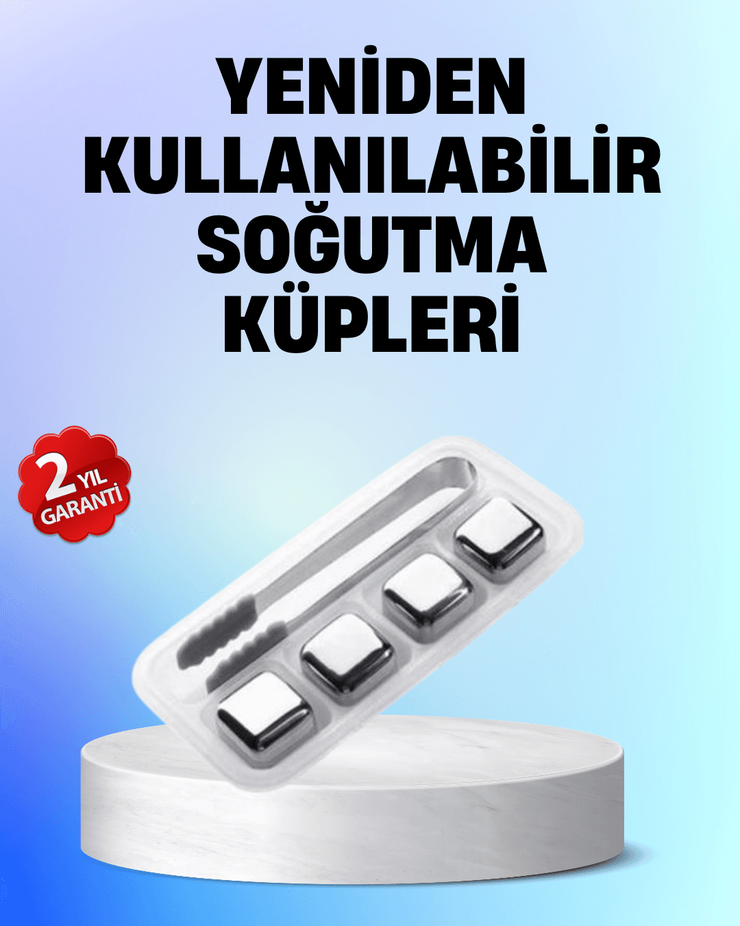 Yeniden Kullanılabilir 304 Çelik Metal Buz Küpleri 4'lü Set