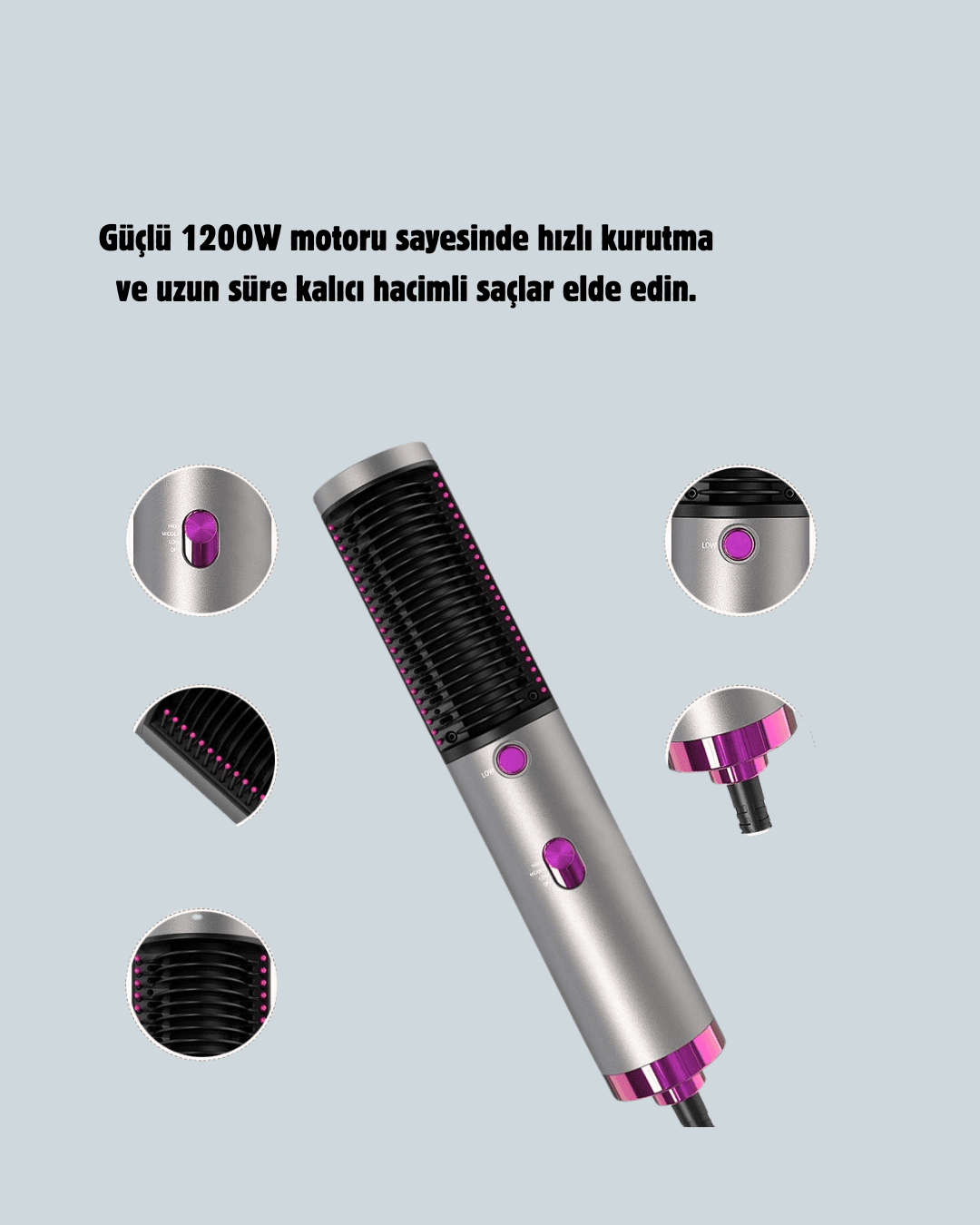 Çok Yönlü Kullanıma Uygun Saç Kurutma ve Düzleştirme Fırçası