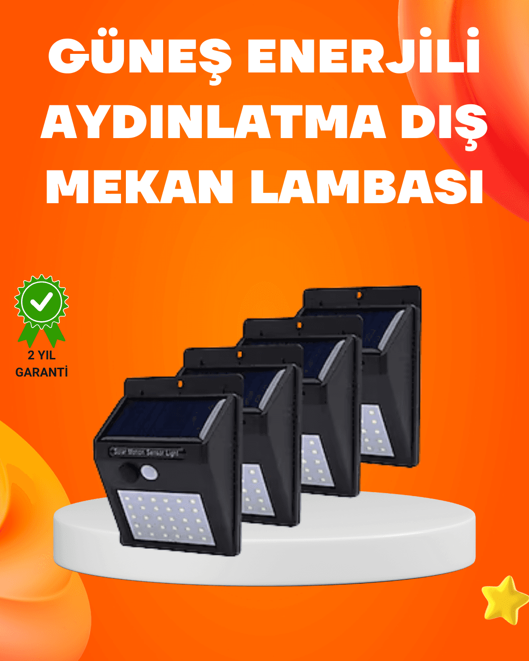 Montajlı Güneş Enerjili Duvar Tipi Aydınlatma – 8 Saat Çalışma Süresi