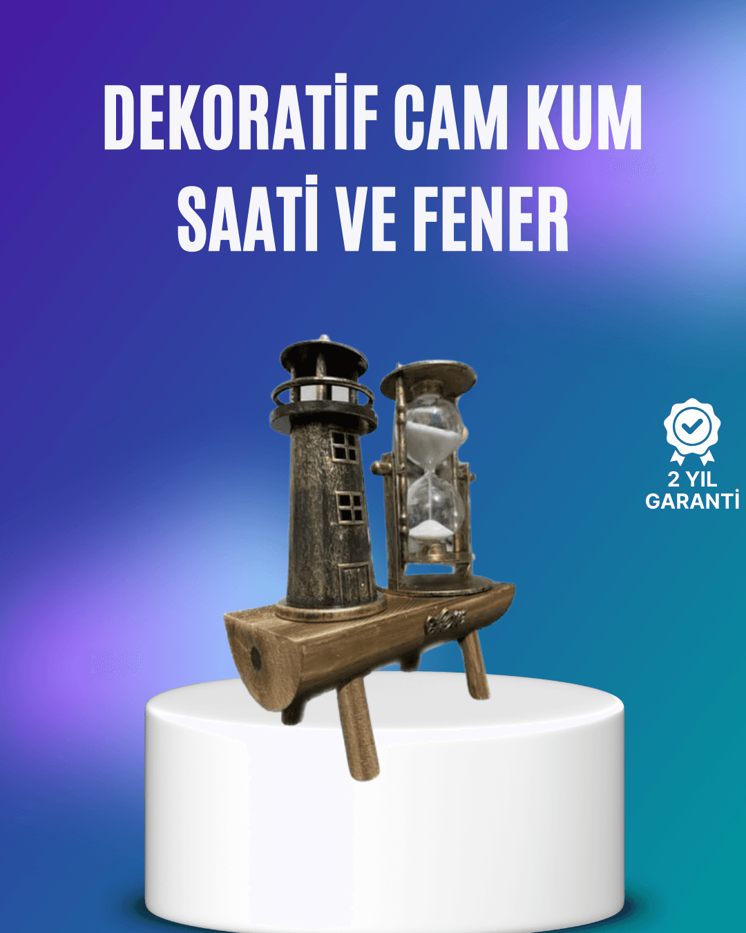Deniz Feneri Şeklinde El Yapımı Kum Saati – Ev ve Ofis İçin Zarif Süs