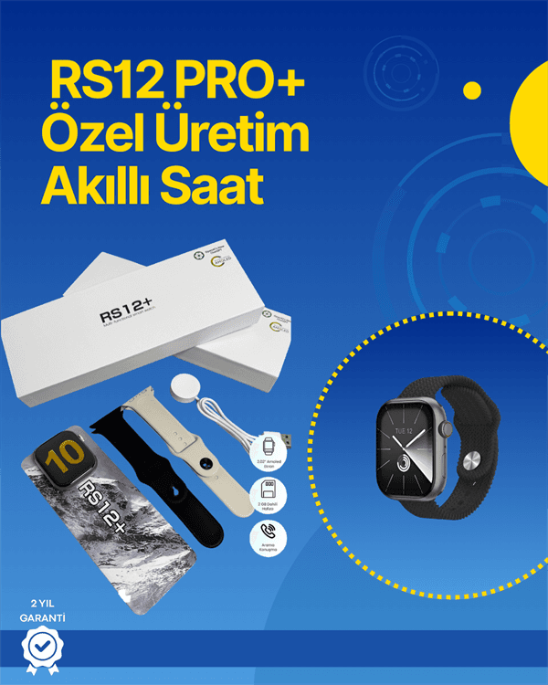 RS12 PRO+ 2025 Serisi Full Ekranlı Akıllı Saat – 2GB Hafıza, Titanyum Kasa, Suya Dayanıklı, Uzun Şarj Süresi Garantili Model