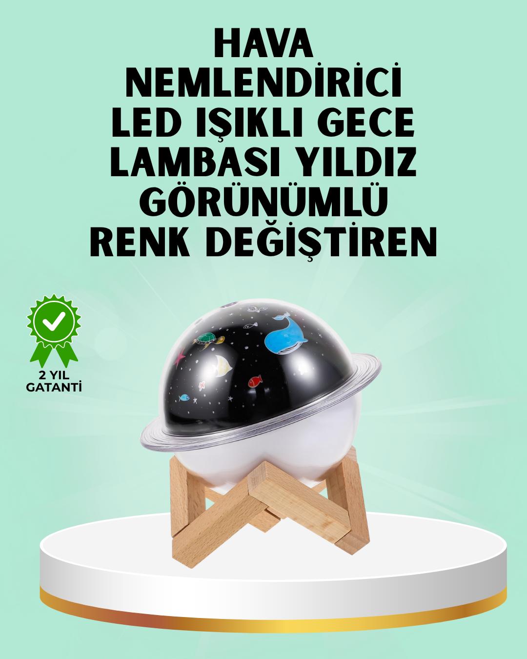 Projektör ışığı bulunan USB bağlantılı mini aromaterapi destekli hava nemlendirici