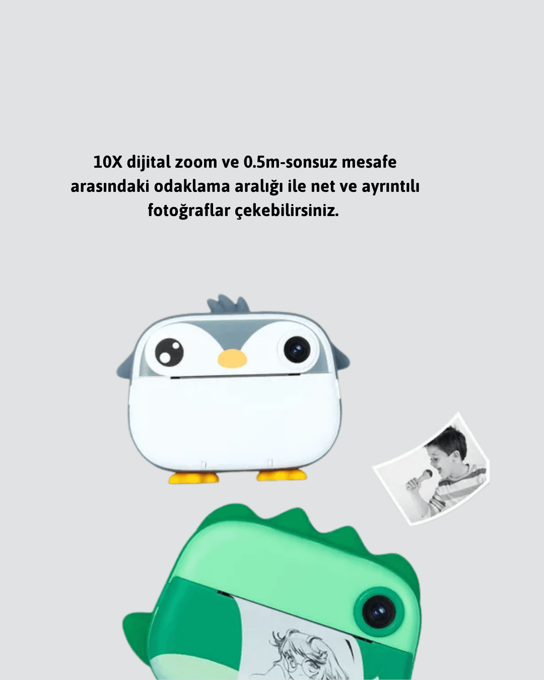 64GB TF Kart Destekli Çoklu Dil Seçeneği Sunan Anında Baskı Kamera
