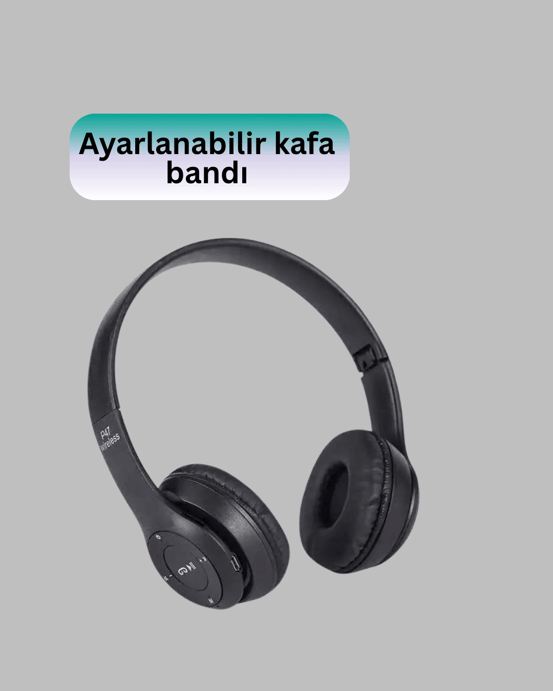 Bluetooth 5.0 Kablosuz Kulak Üstü Kulaklık | Stereo Ses ve Katlanabilir Tasarım