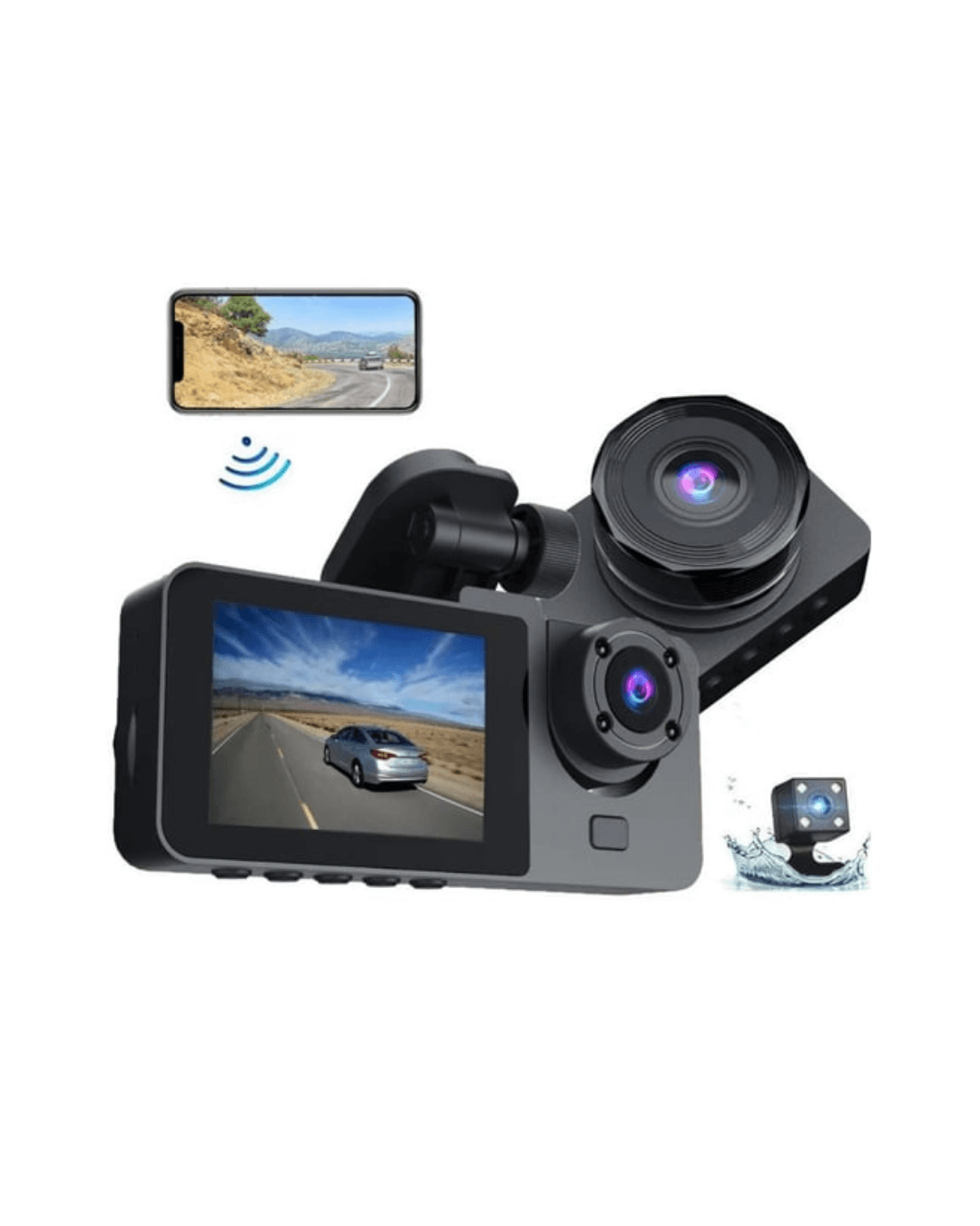 Gelişmiş G-Sensörlü Üçlü Araç Kamerası – 5” LCD Ekran ve Hareket Algılama