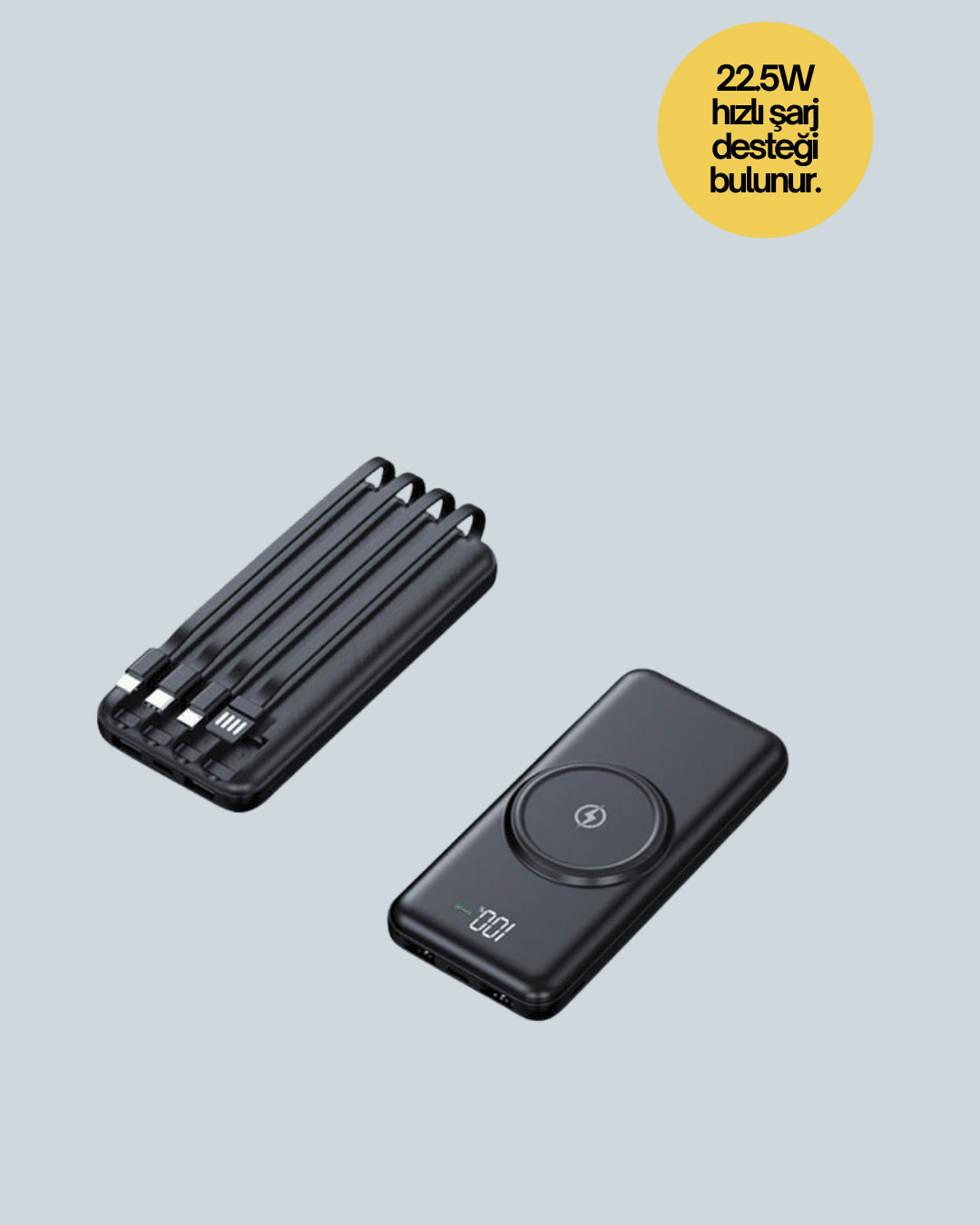 10000mAh Kablosuz ve Hızlı Şarj Destekli Powerbank – Taşınabilir Şarj Gücü