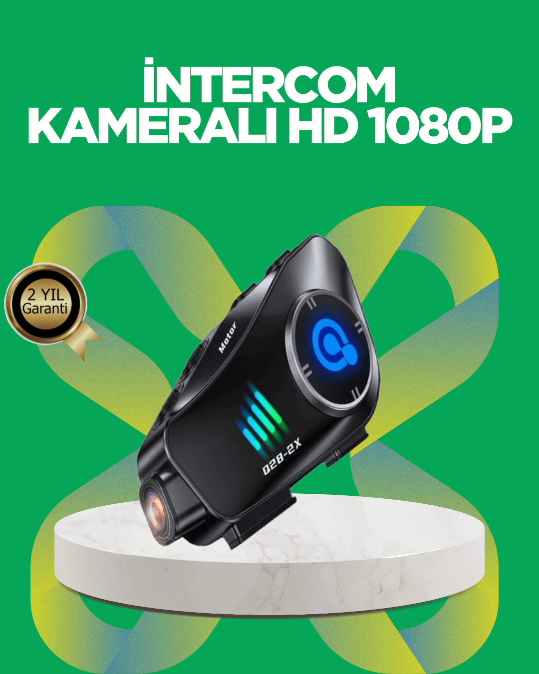 Q28 Kameralı Motosiklet Kask Kulaklık Bluetooth 5.3 Su Geçirmez 1080P HD