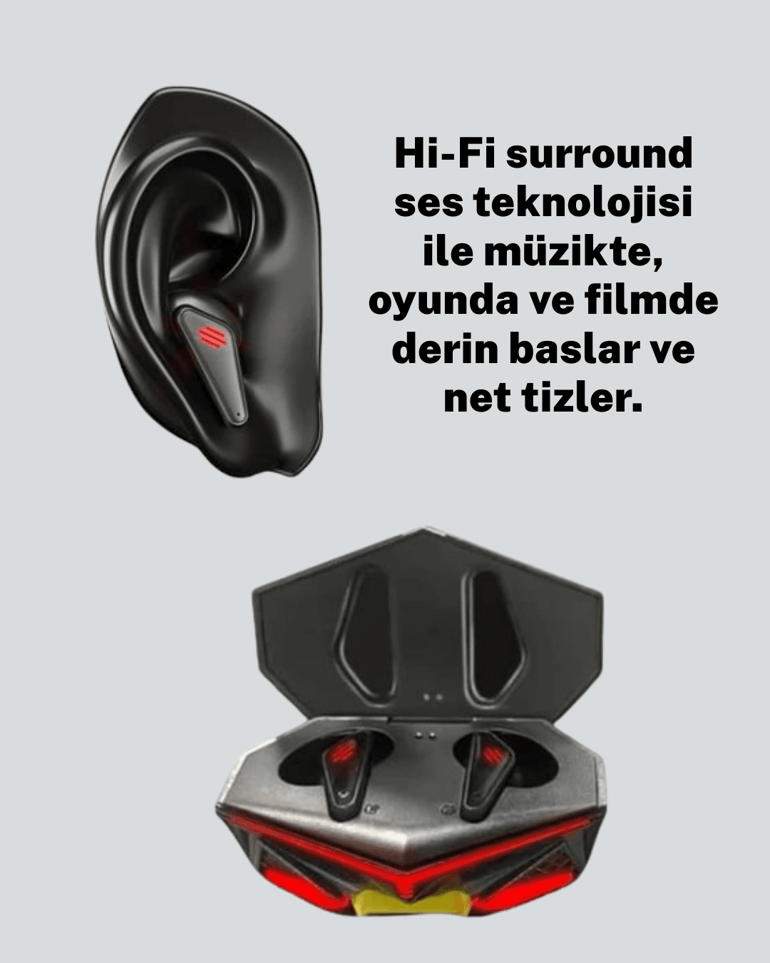 Kablosuz Bluetooth 5.0 Metal Kasa Gaming Kulaklık Yeni Nesil