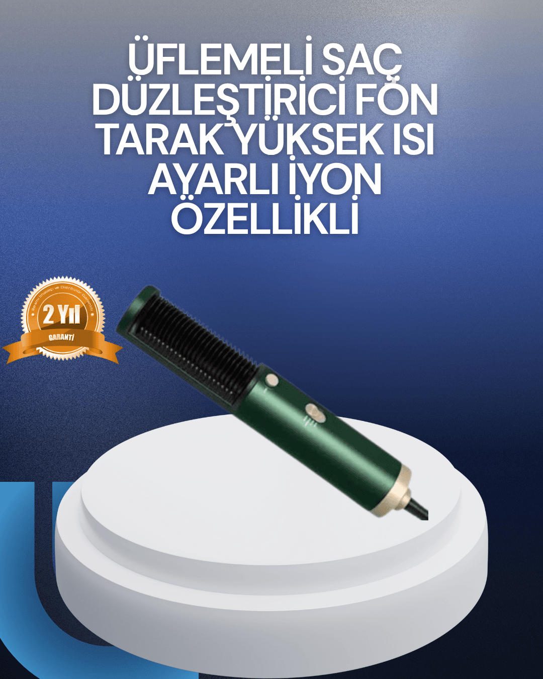 Saç Kurutma, Düzleştirici ve Tarak Tek Cihazda – 3 Kademeli Isı Ayarı