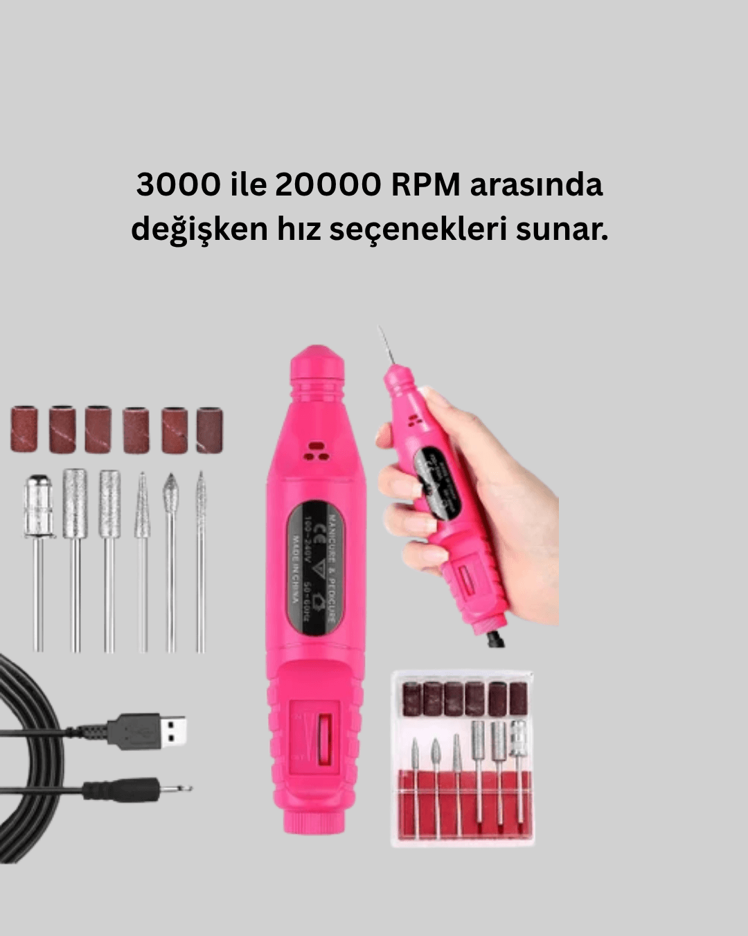 Elektrikli Manikür Pedikür Törpü Seti 6 Başlıklı