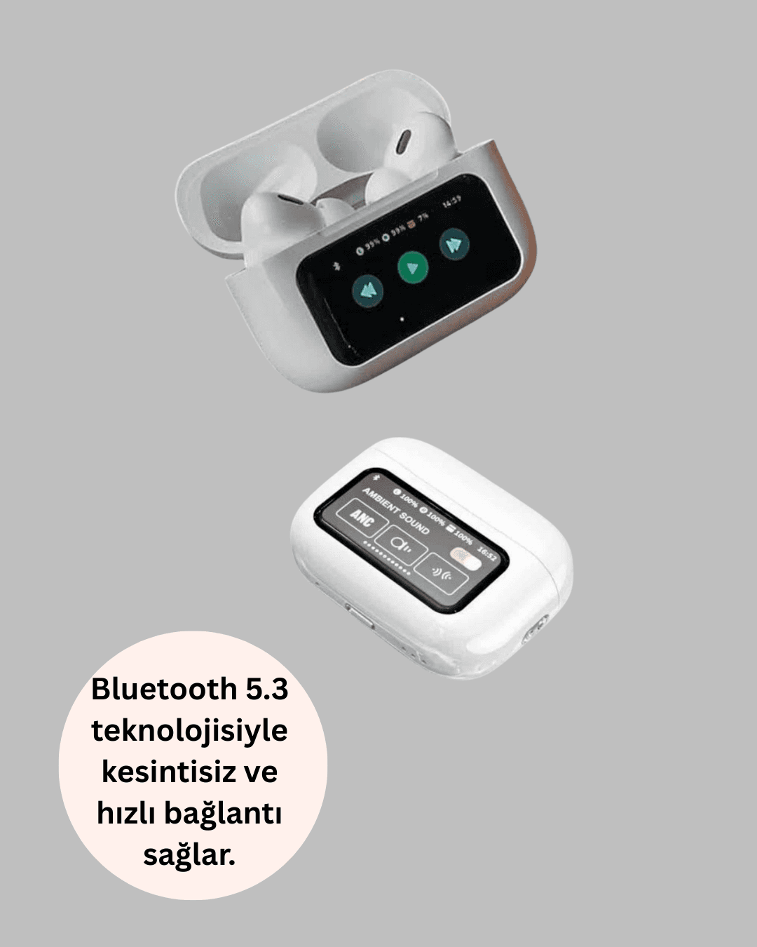 Otomatik Bağlantılı Bluetooth Kulaklık ANC Özellikli Su ve Ter Dayanıklı Yeni Nesil