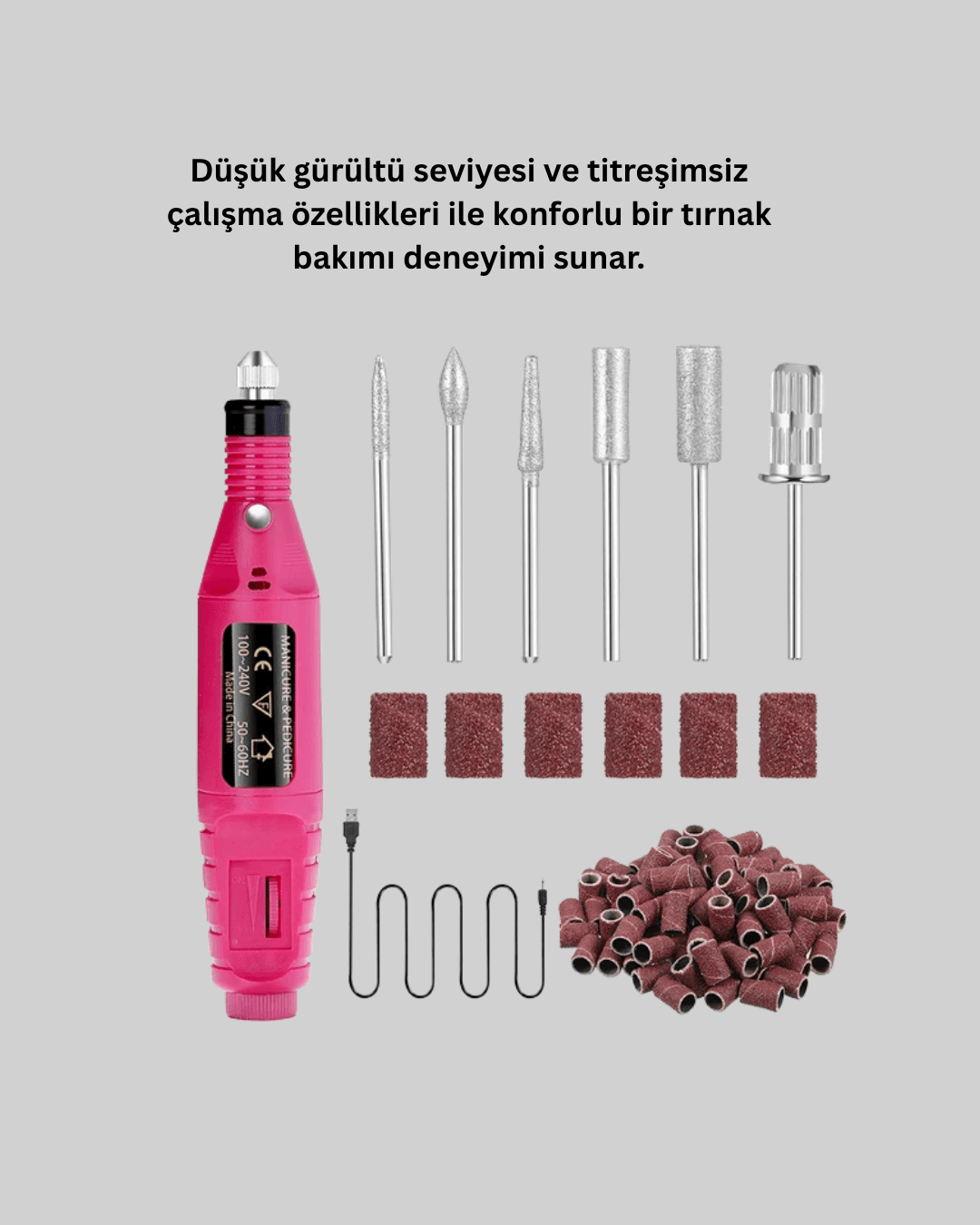 Elektrikli Manikür Pedikür Törpü Seti 6 Başlıklı
