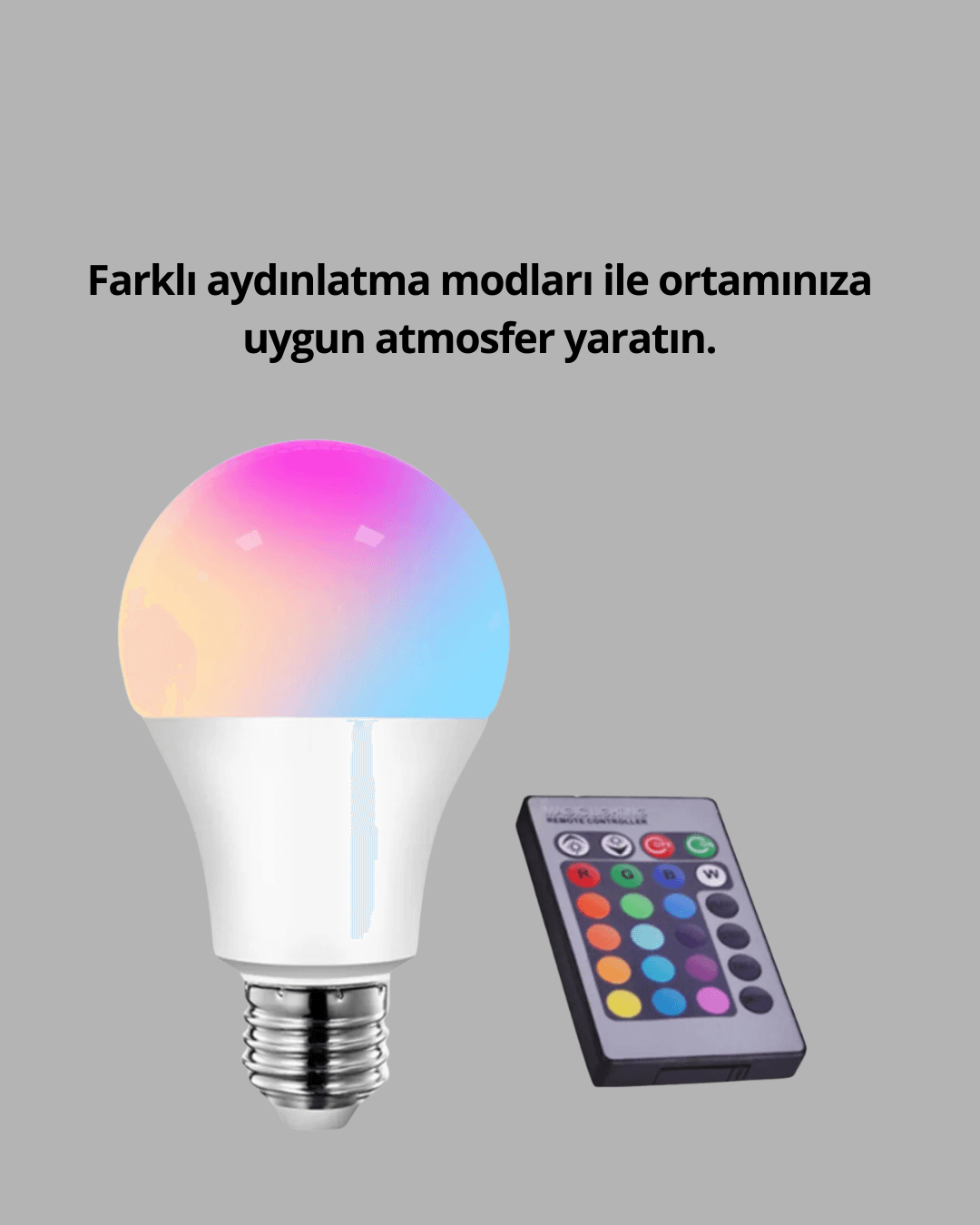 RGB Uzaktan Kumandalı LED Ampul 16 Renkli A Kalite Orijinal