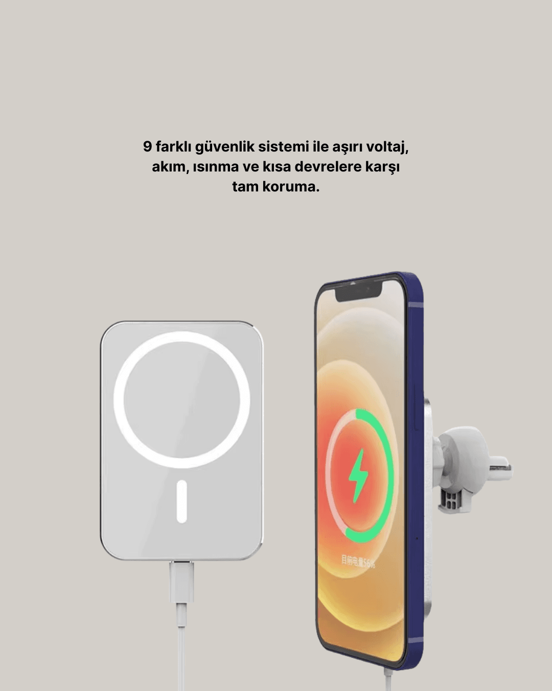 15W Araç Telefon Tutucu Kablosuz Hızlı Şarj Özellikli