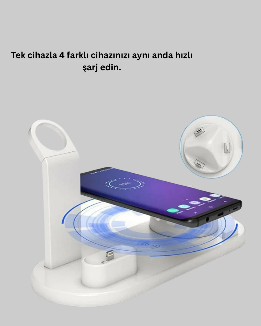 iPhone, AirPods ve Akıllı Saat Uyumlu Çoklu Şarj Cihazı