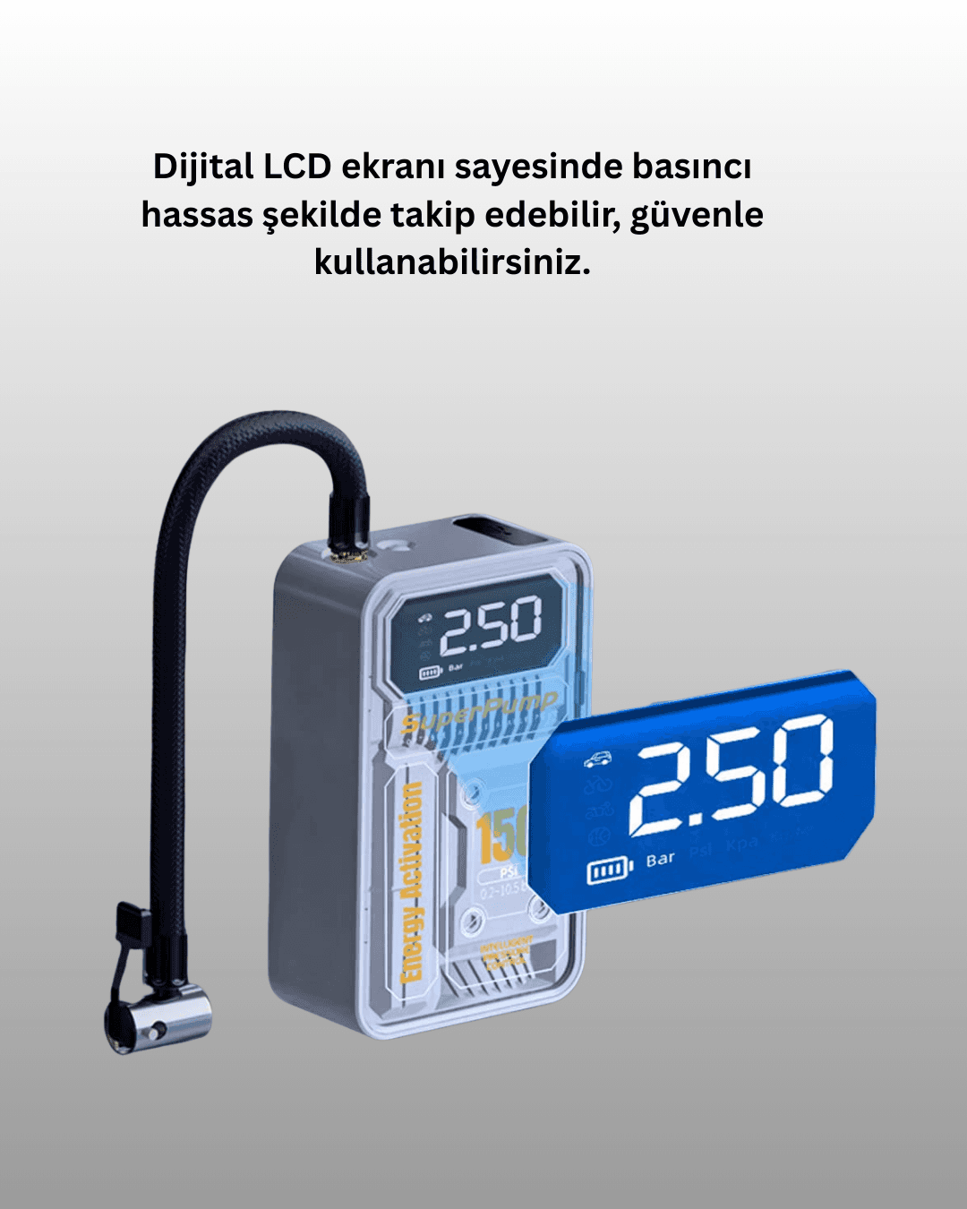 Çok Fonksiyonlu Araç, Bisiklet, Top Uyumlu Elektrikli Hava Pompası